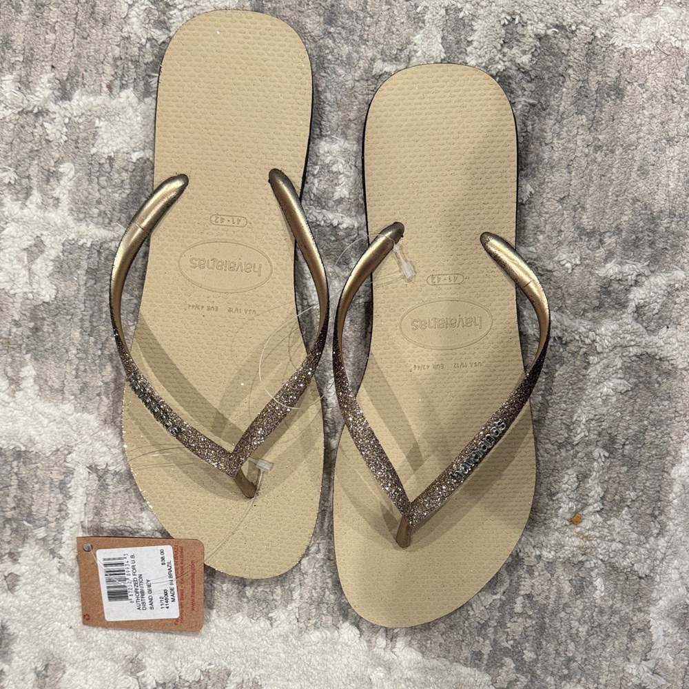 Havaianas Women's Sparkle Sandals - Gold and Tan
